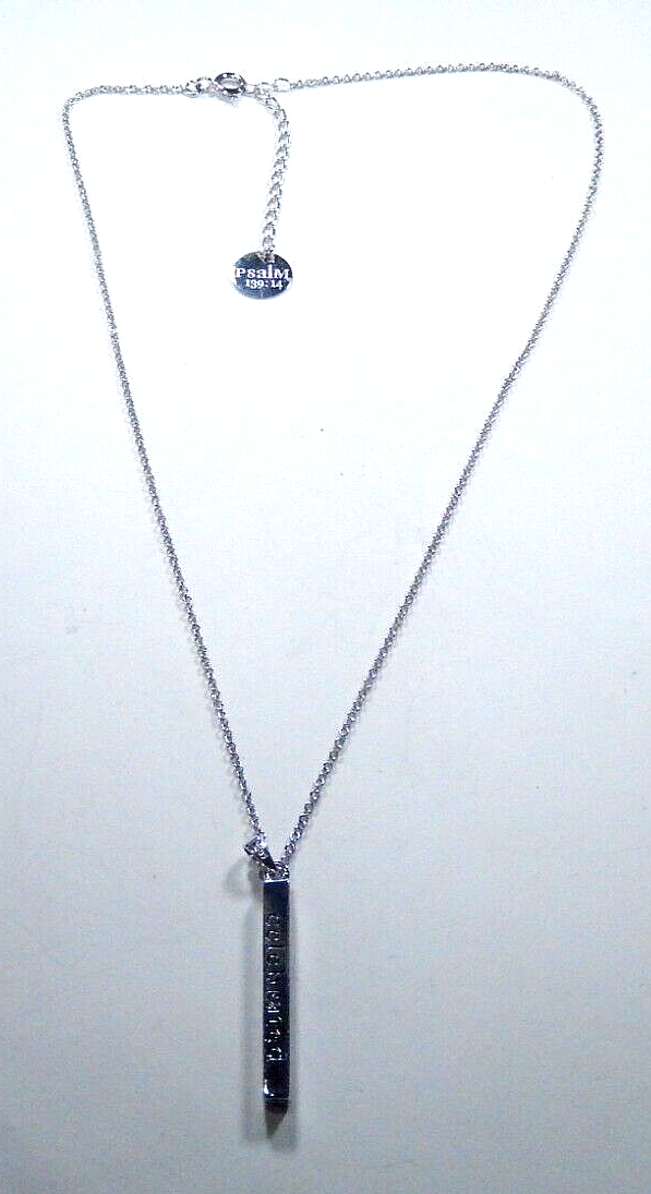 Sterling Silver Bible Verse Psalm 139:14 Engraved Spiritual Pendant Necklace
