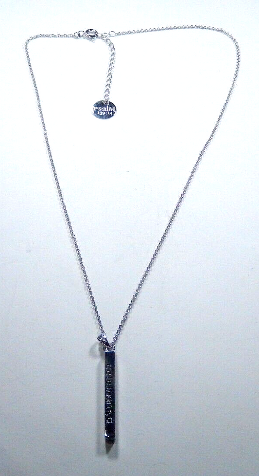Sterling Silver Bible Verse Psalm 139:14 Engraved Spiritual Pendant Necklace