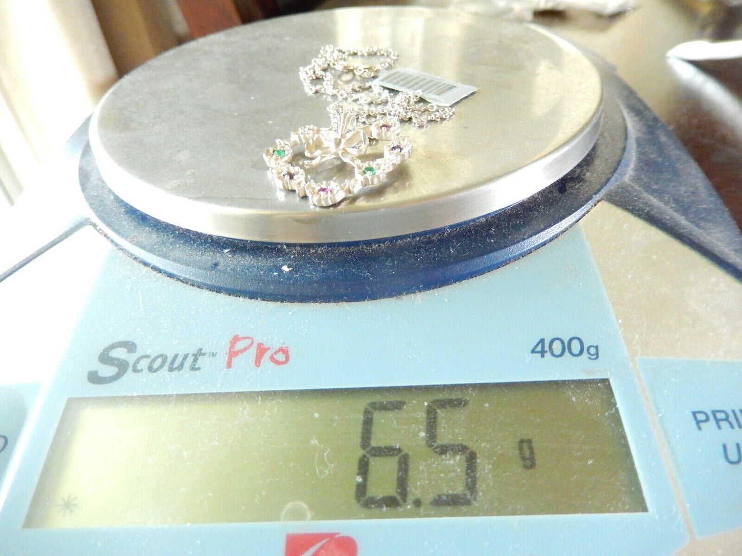 Vintage Franklin Mint 82 Sterling Silver Multi Gemstone Heart Pendant w18chain