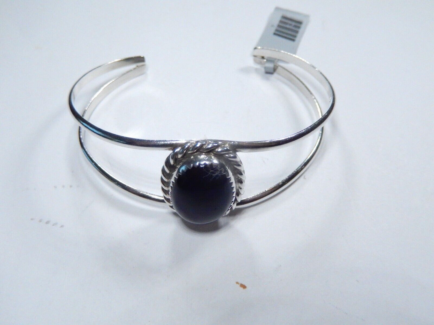 *VINTAGE*  Signed "TT"  Native American Sterling 925 Black Onyx Bracelet