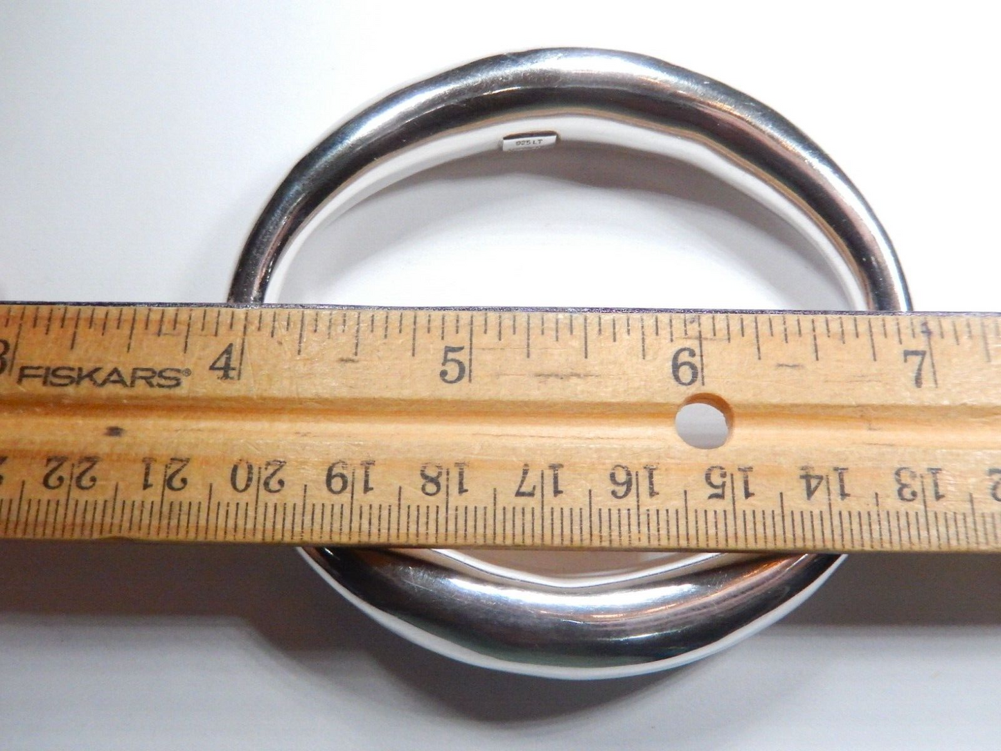 VINTAGE - Modernist Thick Oval Sterling Silver Smooth Bangle Bracelet