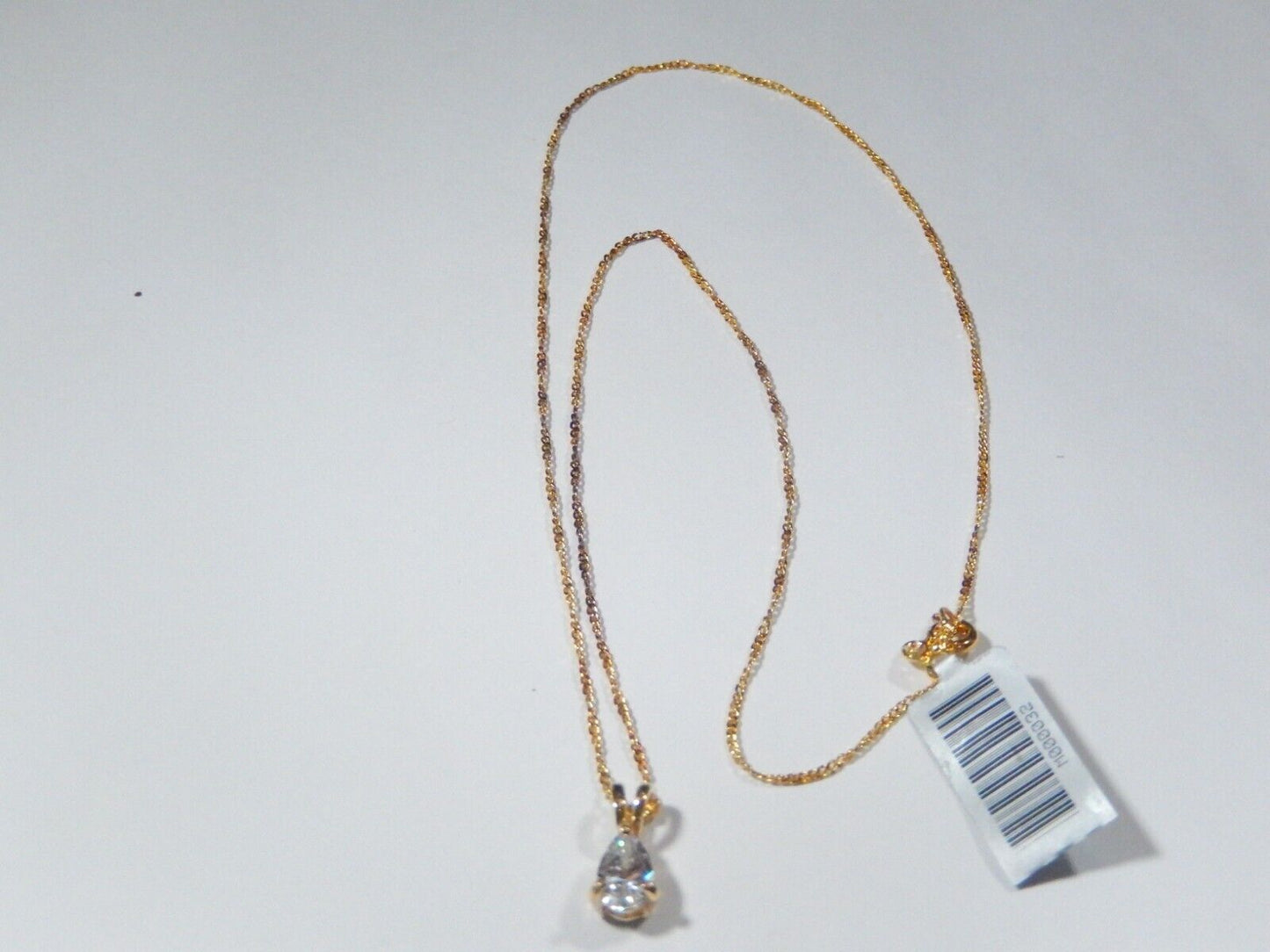 Gold Vermeil 75CT Pear Shape Solitaire Cubic Zirconia Pendant with 18 chain