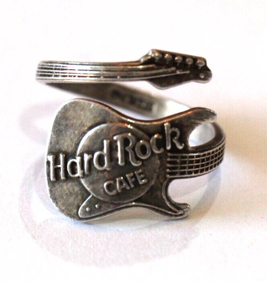 Hard Rock Cafe Guitar Wrap Around Sterling Silver 925 Ring Band Sz 9 ADJUSTABLE