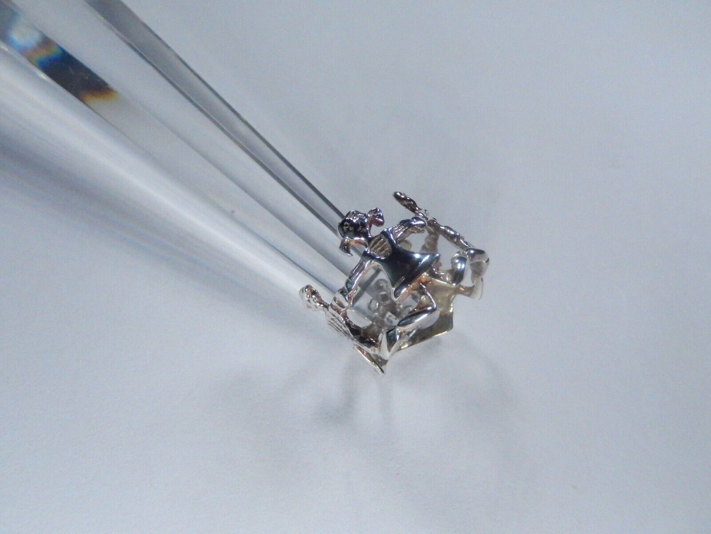 Vintage Sterling Silver Open Band Ring Children Playing sz 5.5