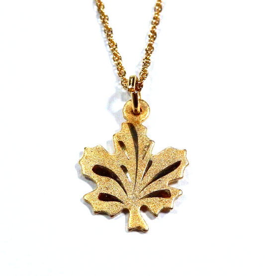 Gold Vermeil 925 Maple Leaf Pendant with 18 Gold Vermeil Chain