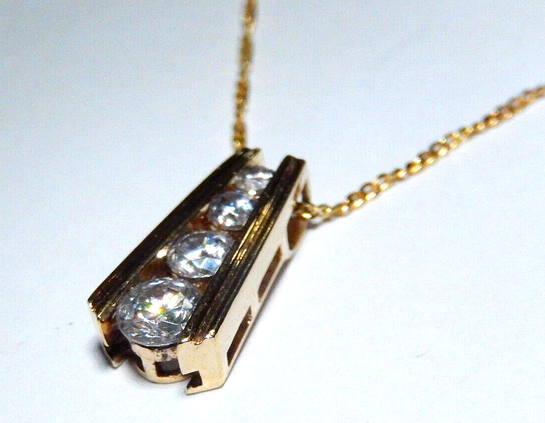 NWT VERMEIL GOLD AND CZ  PENDANT STAMPED 925 with 18 GOLD VERMEIL CHAIN