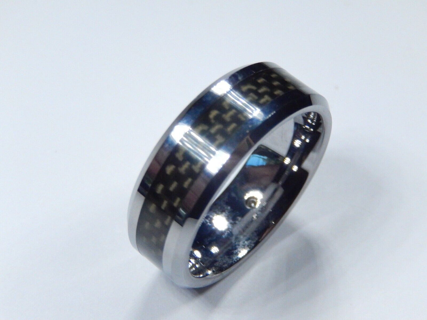 *NEW* 8mm Unisex Tungsten Carbon Fiber Comfort Fit Wedding Band Ring Sz - 10.5