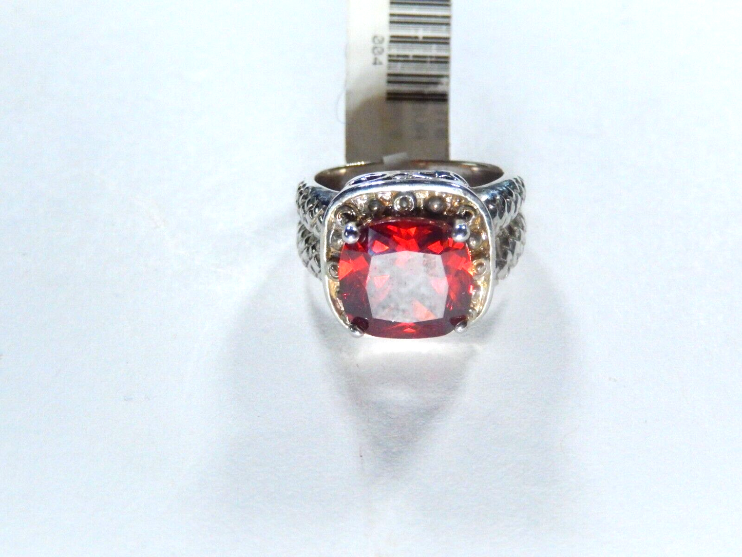 Sterling Silver 11 mm Cushion Cut  5.00 CT Lab Created Ruby Ring Size 7.25