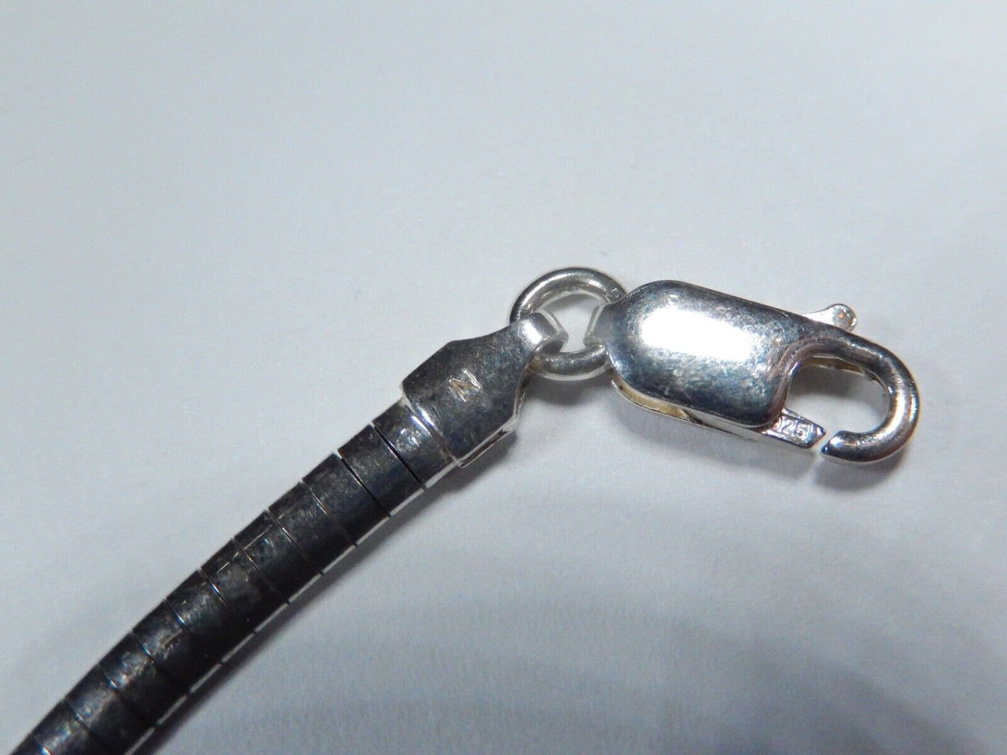 3 mm Italian Omega Chain Necklace Sterling Silver 925 Italy Length: 18"