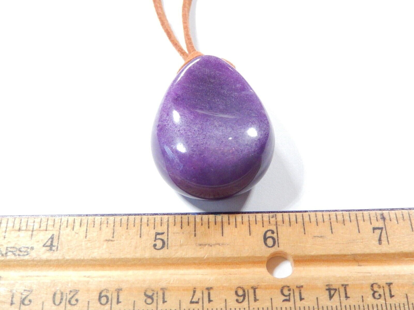 Large 1-5/8" x 1-1/8" Amethyst  Pendant On Long 22" Adjustable Leather Cord