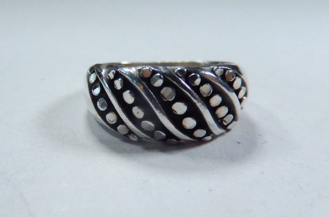 *VINTAGE*  Sterling Silver 925 Cast Ball Dot Dome 9mm Wide Band Ring Size 7.25