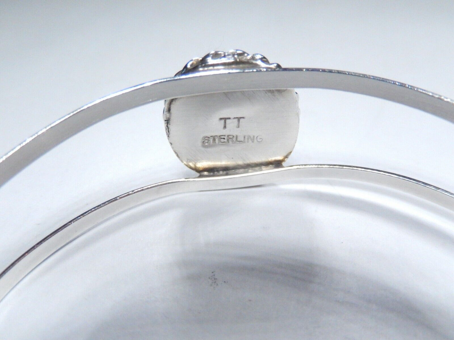 *VINTAGE*  Signed "TT"  Native American Sterling 925 Black Onyx Bracelet