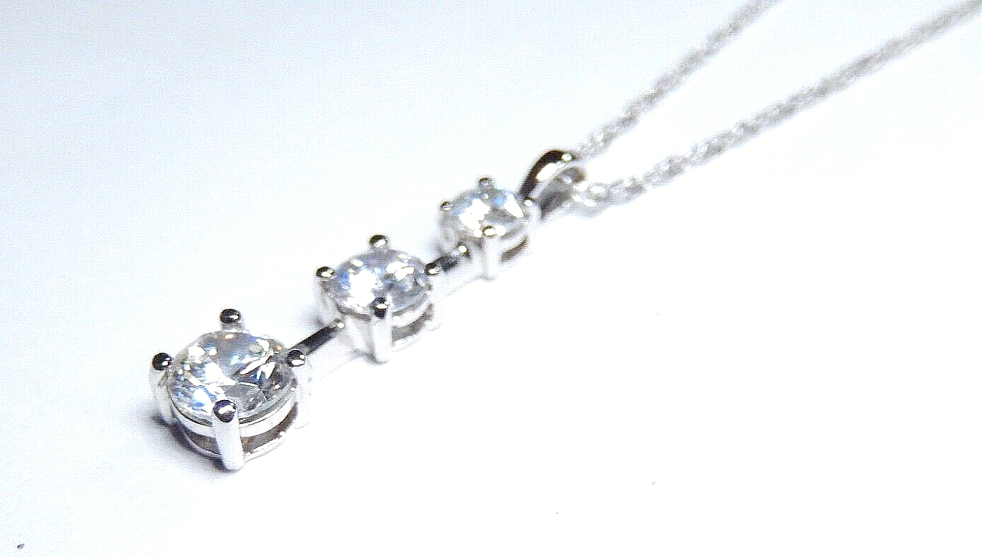 Sterling Silver .85CT CZ Past Present Future Pendant - w/18" Chain