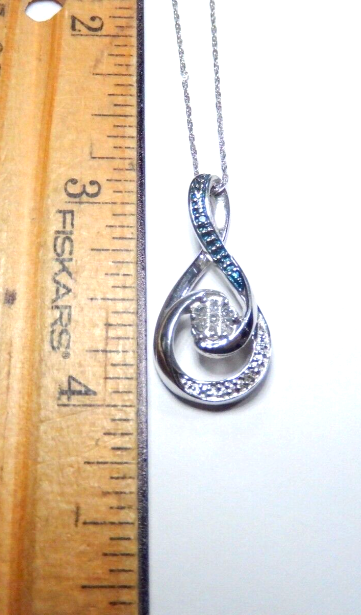 Sterling Silver Sapphire/Diamond Infinity Pendant w/ 18" Chain