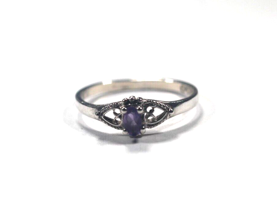 *VINTAGE* Oval Amethyst 925 Sterling Silver Ring - Size 9.75