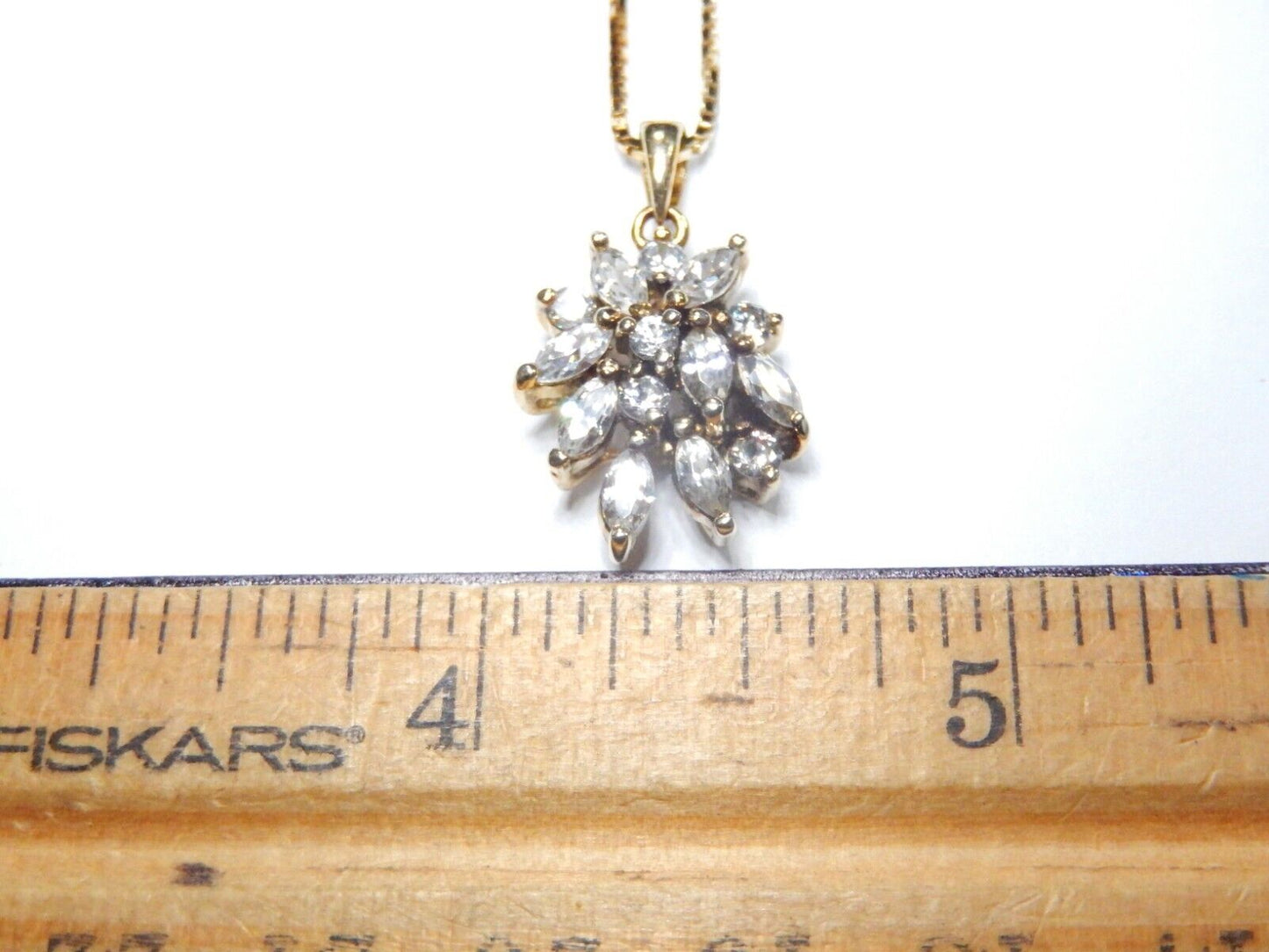 *VINTAGE* Gold Vermeil Sterling Silver Ross Simon CZ Cluster Pendant w/18" Chain