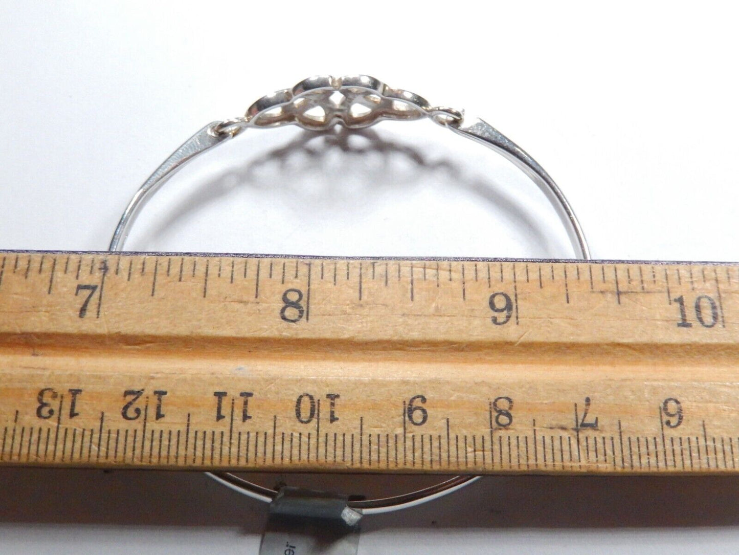 VINTAGE - STERLING SILVER HOOK ON BANGLE BRACELET FITS 6.5" - 7" WRIST