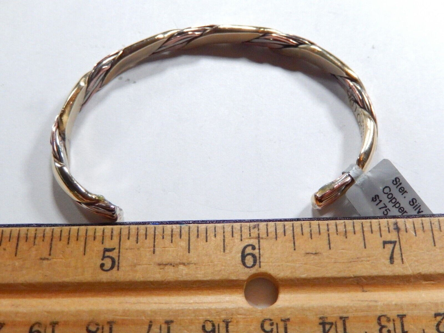 SERGIO LUB Artist Handmade Copper Silver Magnetic Healing Cuff Bracelet Small