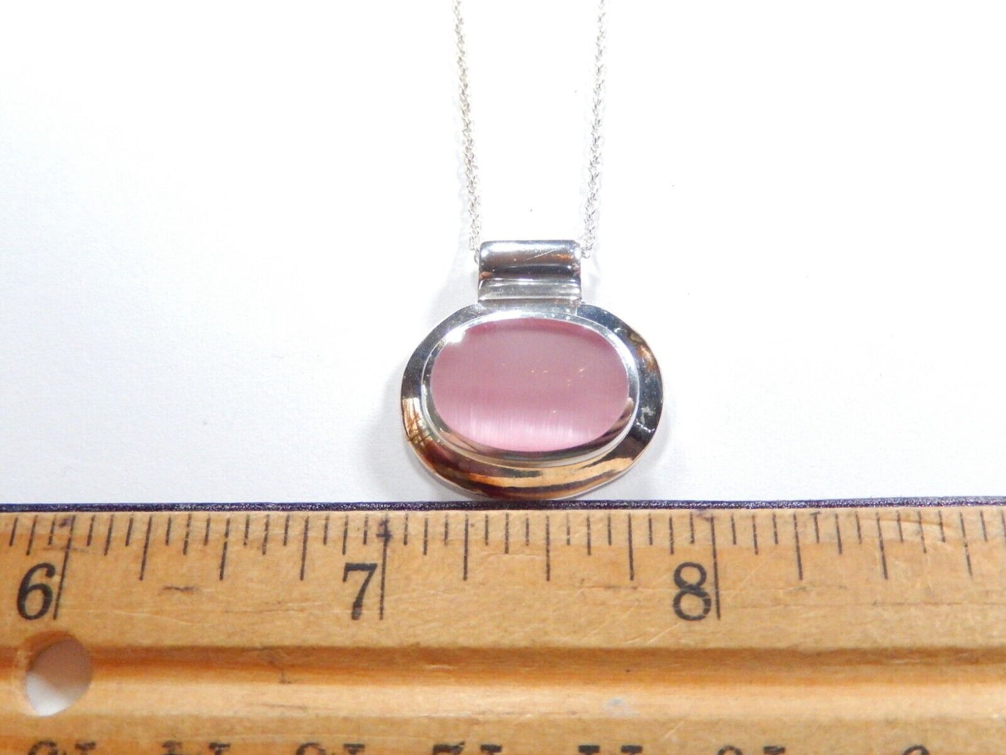 Genuine 925 Sterling Silver Dazzling Pink Chalcedony Pendant w/18" Ster. Chain
