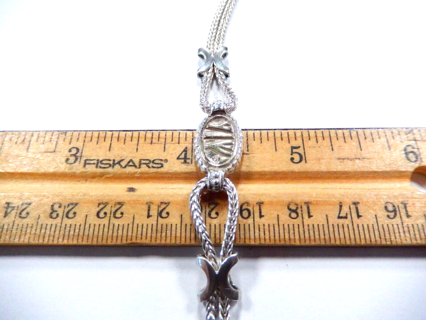 VINTAGE -  14K gold YIW accent w/ sterling silver 925 wheat chain Bracelet 7"