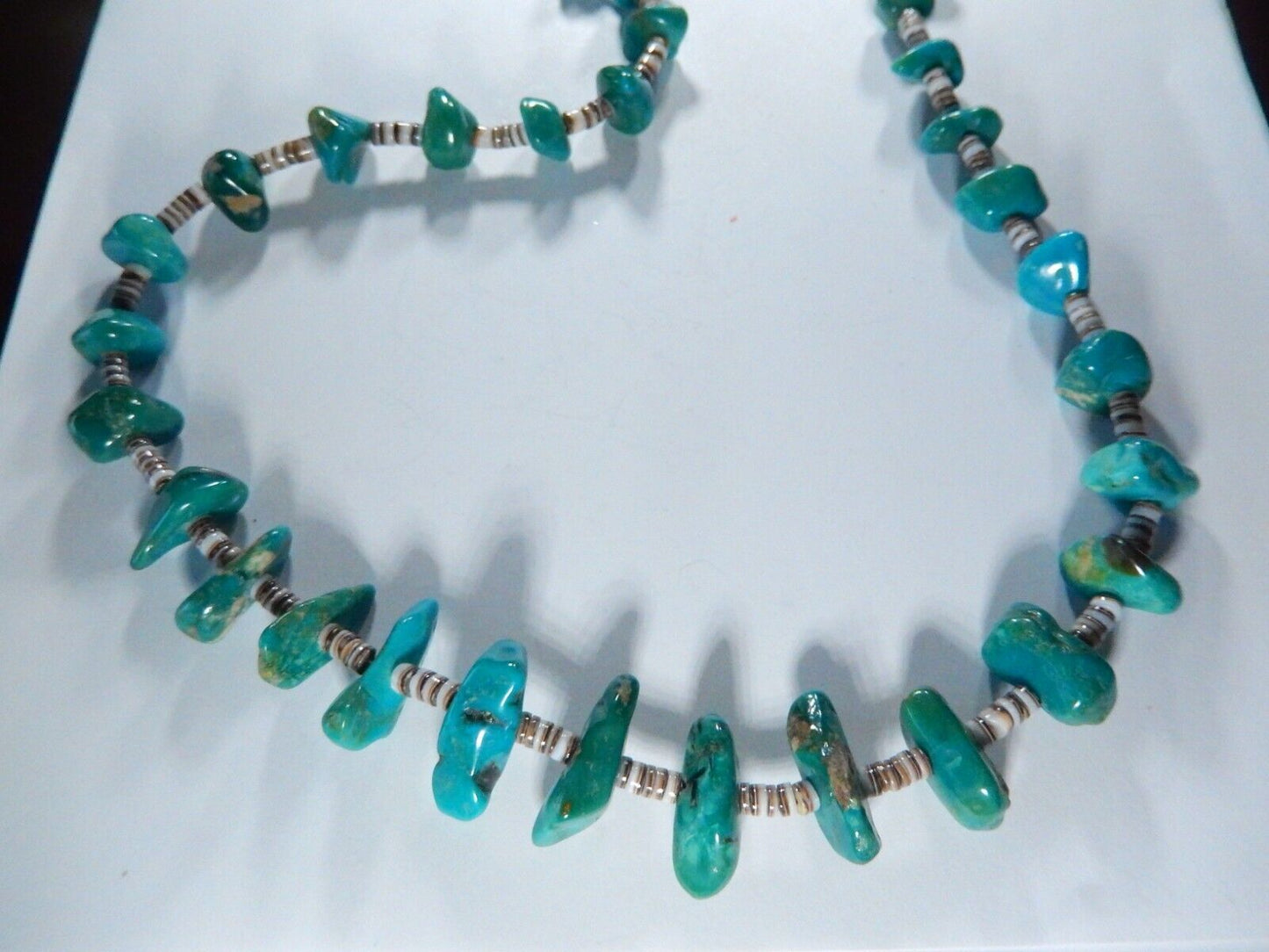 *VINTAGE*  Native American Turquoise Heishi Necklace 85 Grams - 30" Length