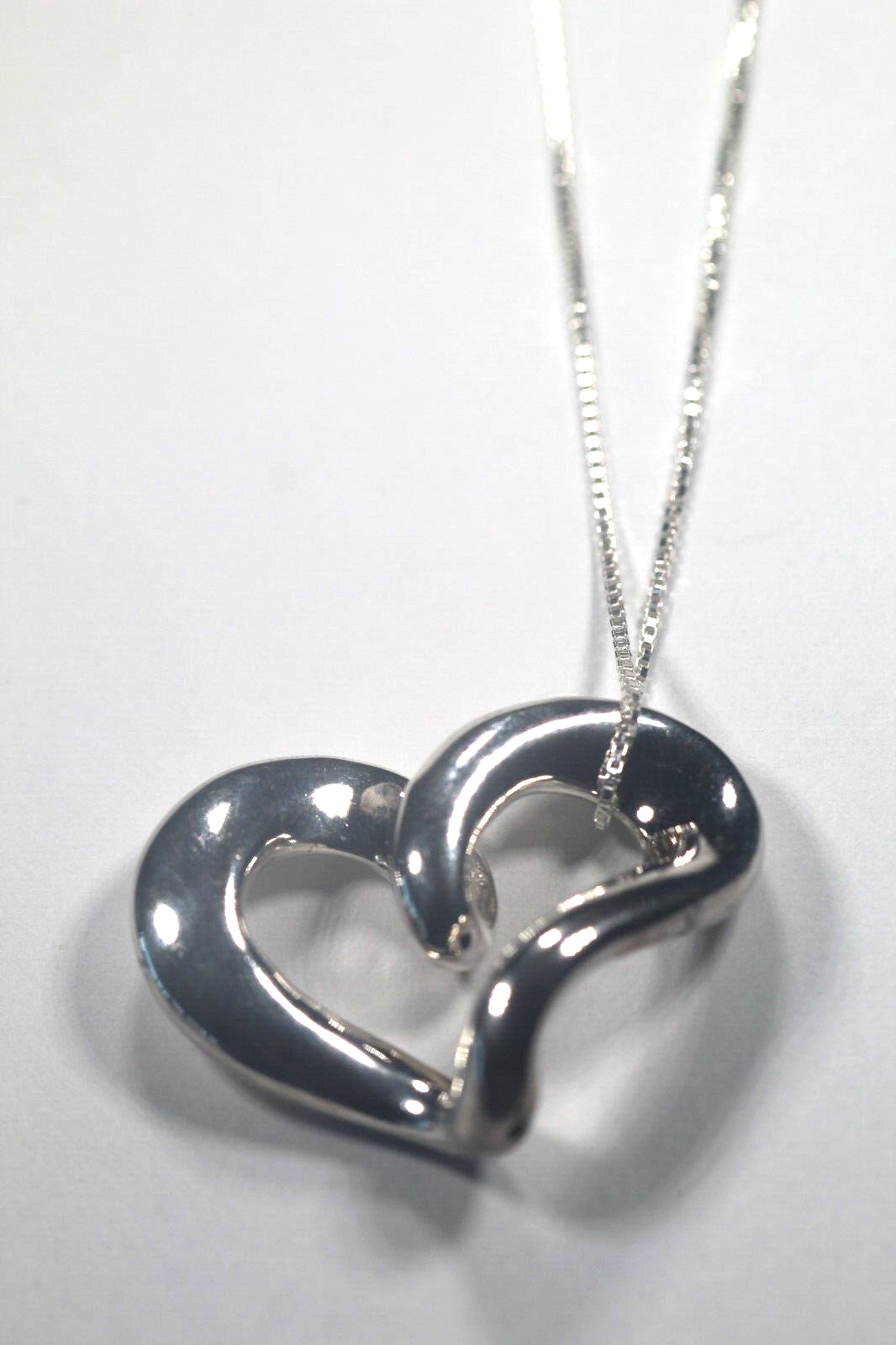 Large 1 5/8” Vintage OTC Sterling Silver Heart Slide Pendant w/20" Box Chain 925