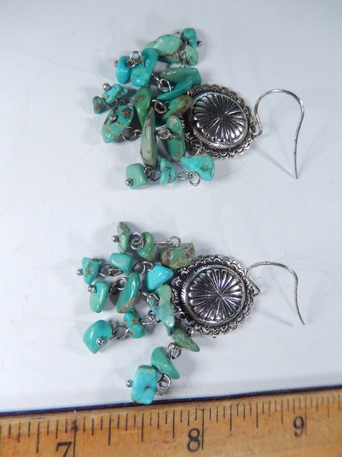 *VINTAGE*  RALPH LAUREN - RLL - STERLING SILVER TURQUOISE DANGLE EARRINGS