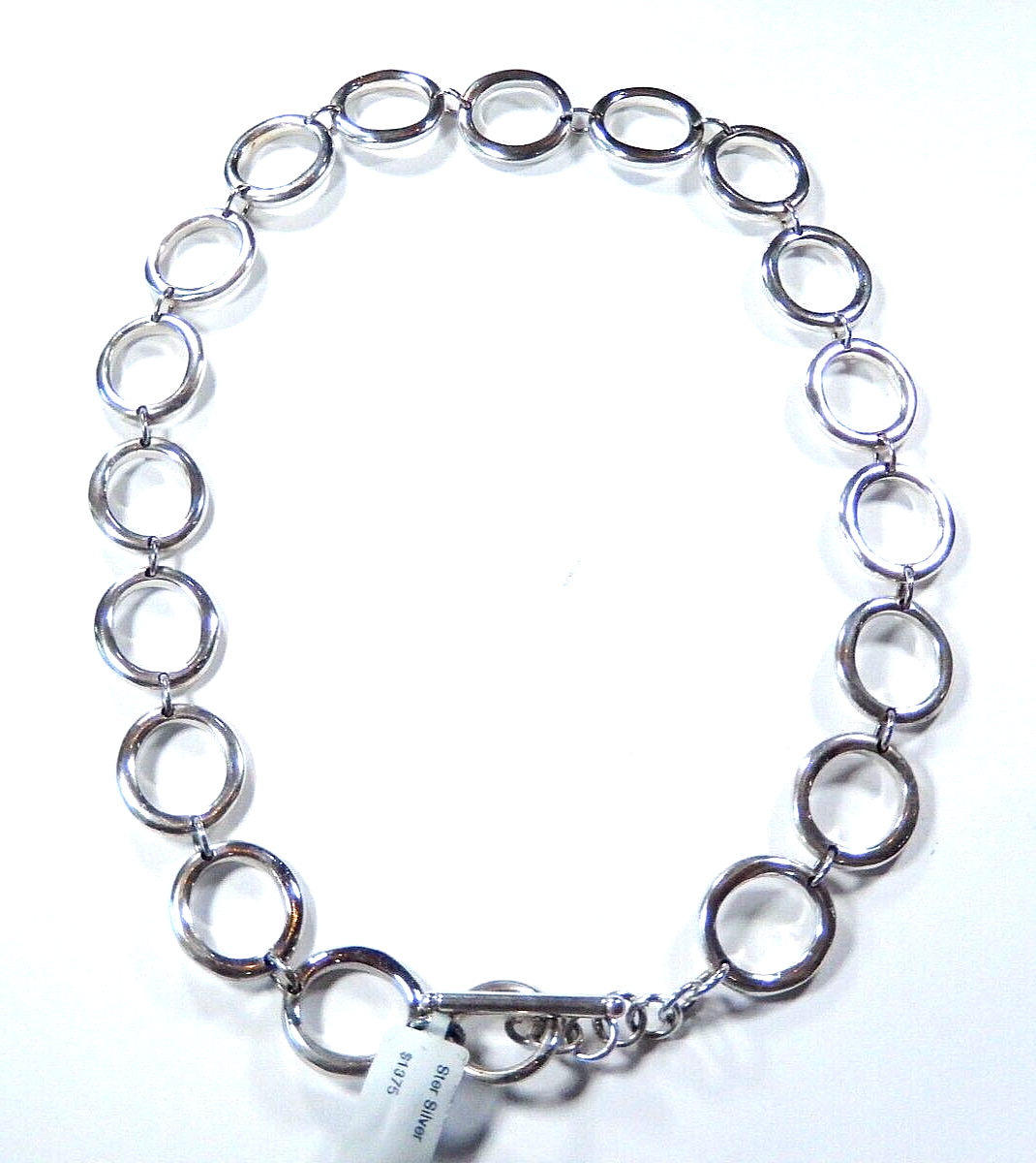 *VINTAGE* STUNNING 17 " LARGE STERLING SILVER CIRCLE LINK NECKLACE - 60 grams