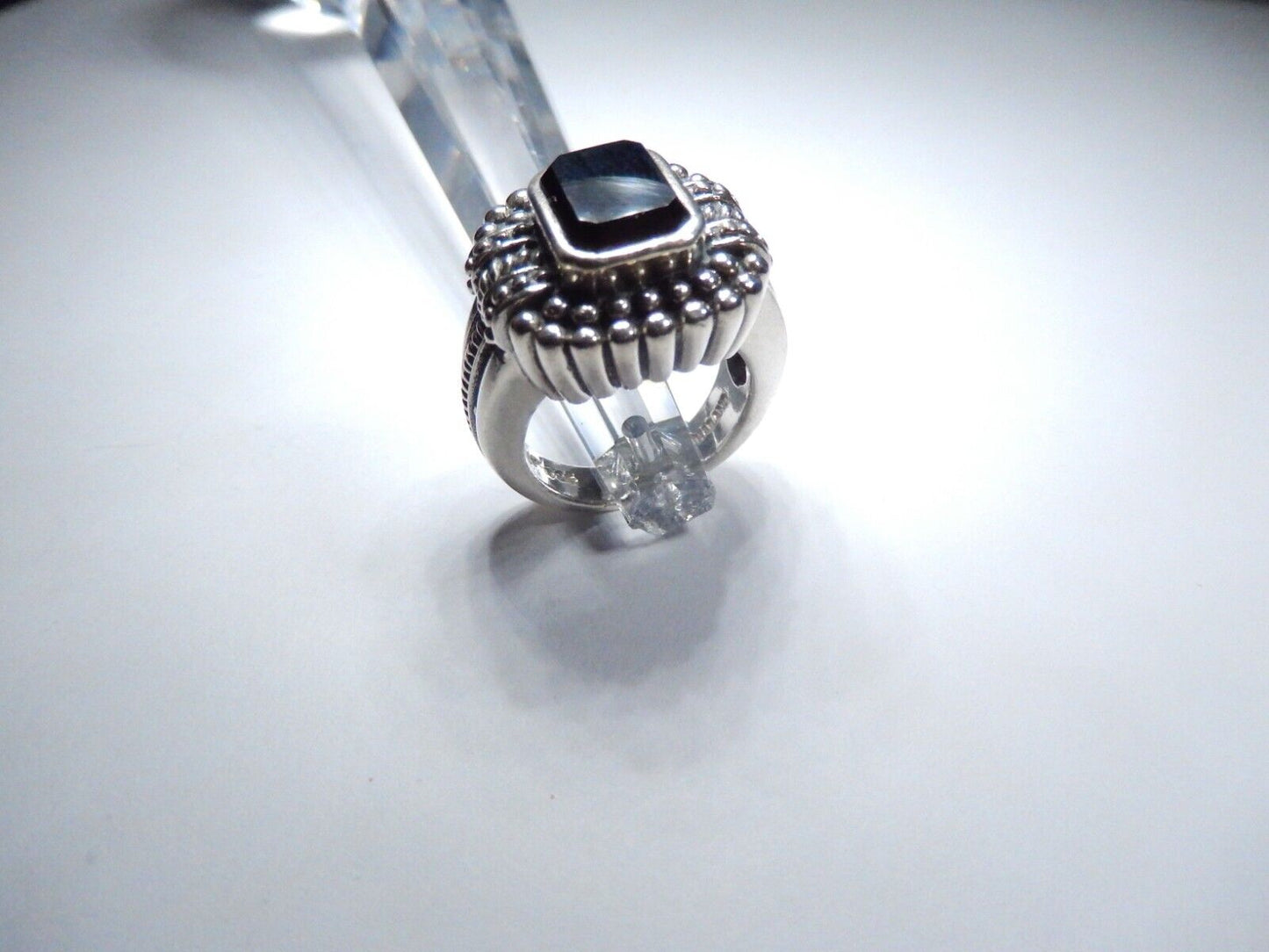 VINTAGE Heavy Sterling Silver Black Onyx Ring Size 6 Signed NF 925 Thailand