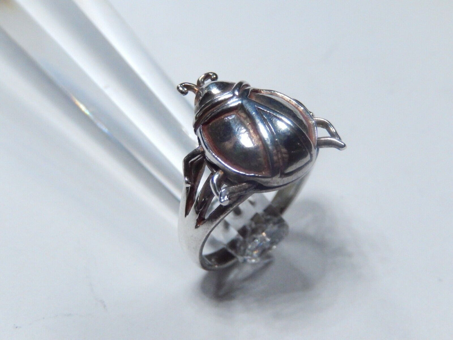 *VINTAGE* Sterling Silver Moveable Legs Beetle Ring 16mm Ring Size 6