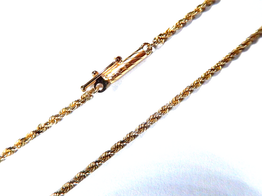 14k Solid Yellow Gold Rope Chain Necklace 1.5mm Men Women Size 18 inch