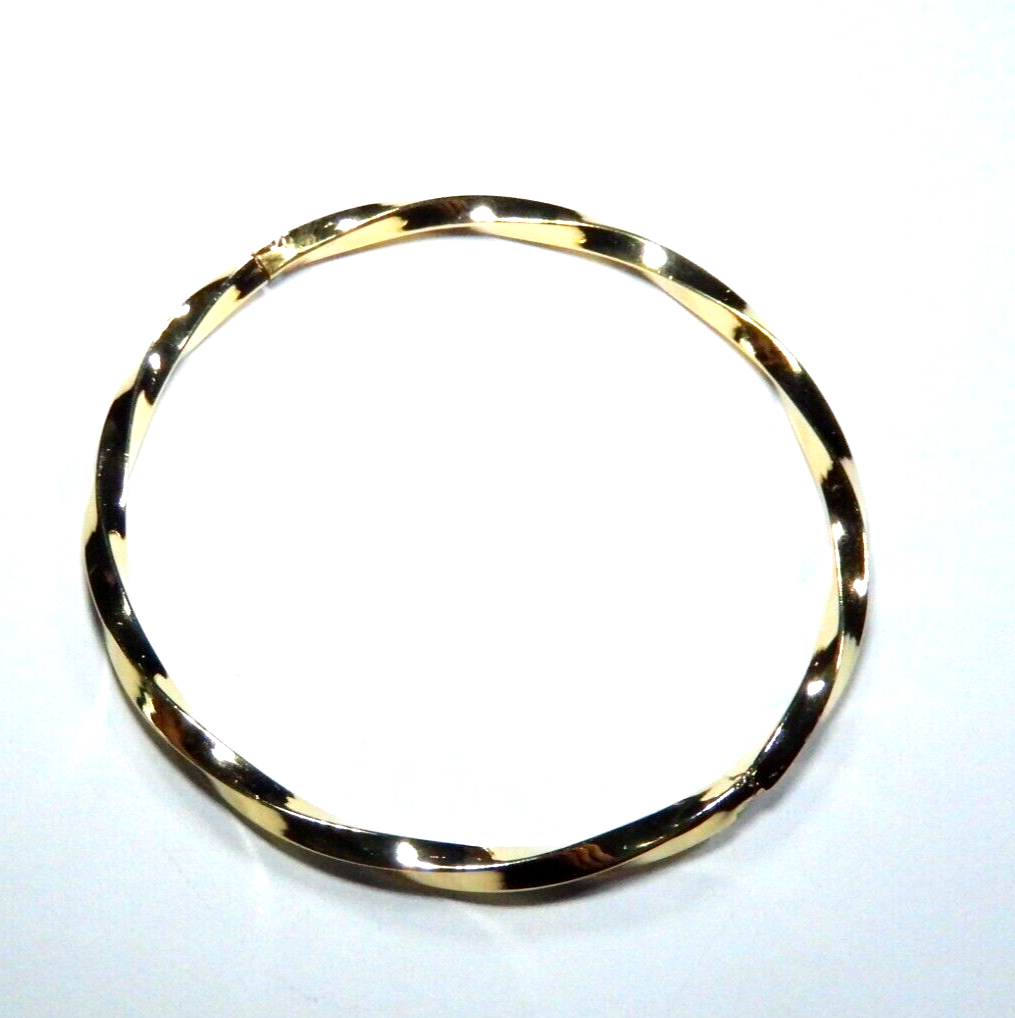 Beautiful 4.0 mm Wide Gold Vermeil .925 Twisted Hinged Bangle Bracelet