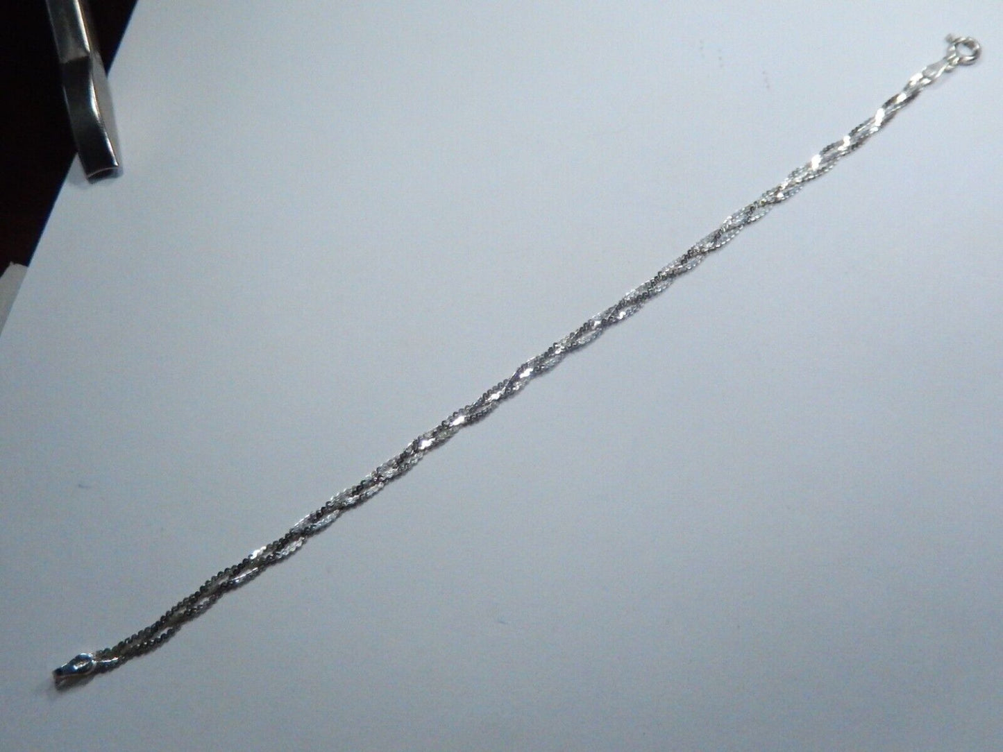 Italy 925 Sterling Silver 3 Strand woven braided bracelet 7.5 "