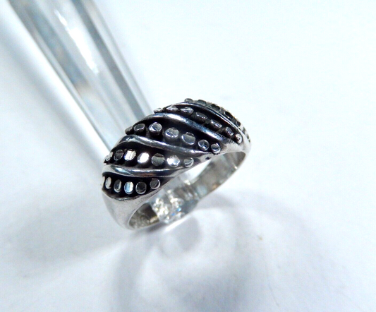 *VINTAGE*  Sterling Silver 925 Cast Ball Dot Dome 9mm Wide Band Ring Size 7.25