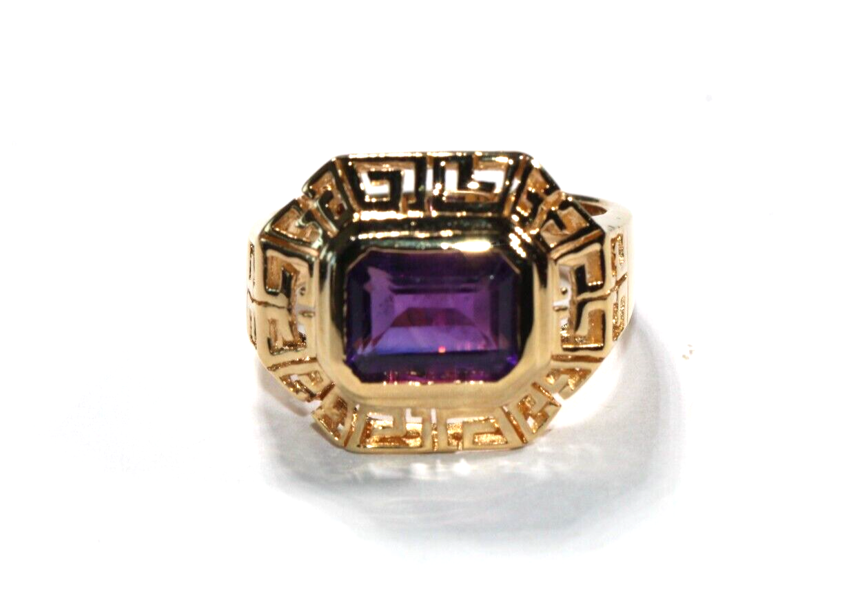 GOLD VERMEIL STERLING AND AMETHYST RING SIZE 6.75