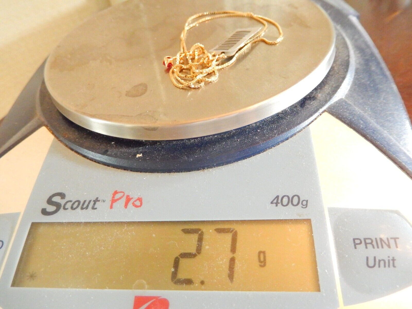 Gold Vermeil 925  Ruby  CZ PastPresentFuture Pendant w18 Vermeil Chain
