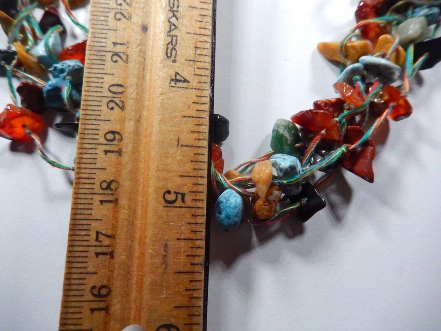 *VINTAGE* Native American Multi Gemstone Beaded Necklace 6 Strand 18" Length