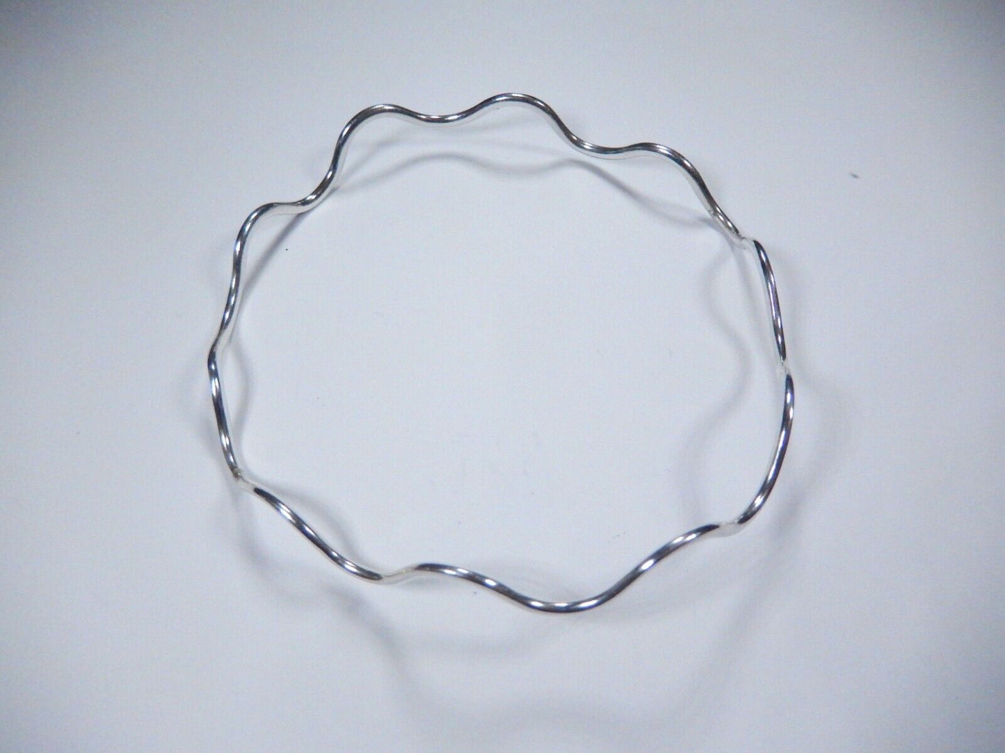 Sterling Silver -  Wavy Waveform  Bangle Bracelet - 1.75mm Wide 2-3/4" ID