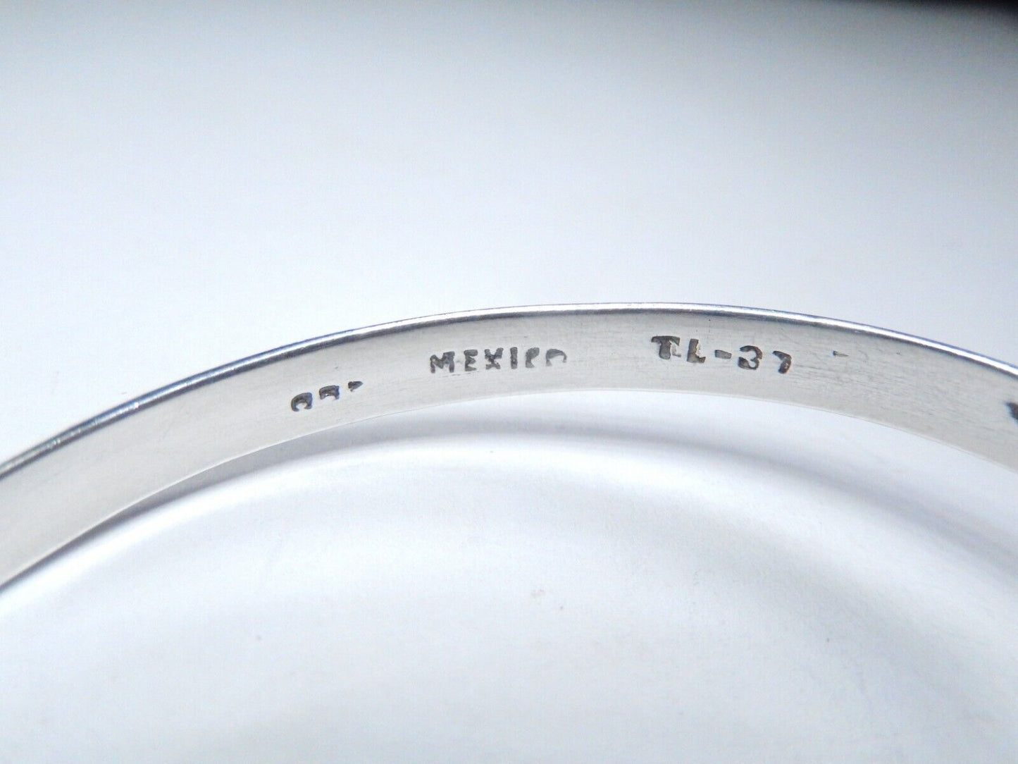 Vintage Taxco Mexico Sterling Silver Malachite Hook Clasp Bangle Bracelet