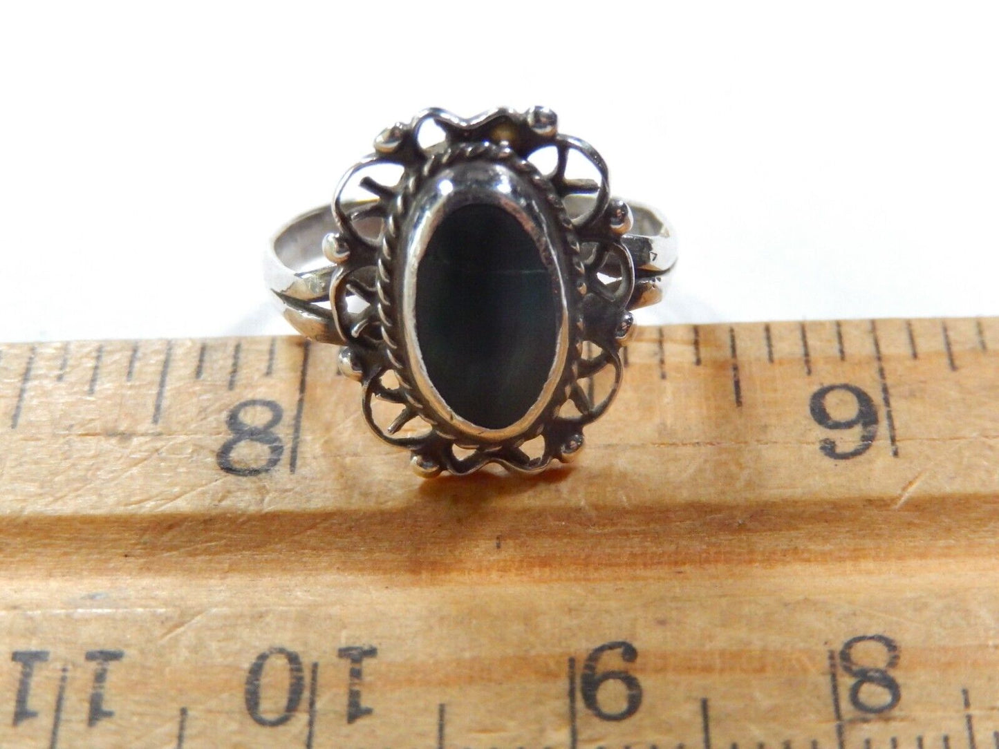 Vintage Southwest Sterling Silver Malachite Ring Size 6.5