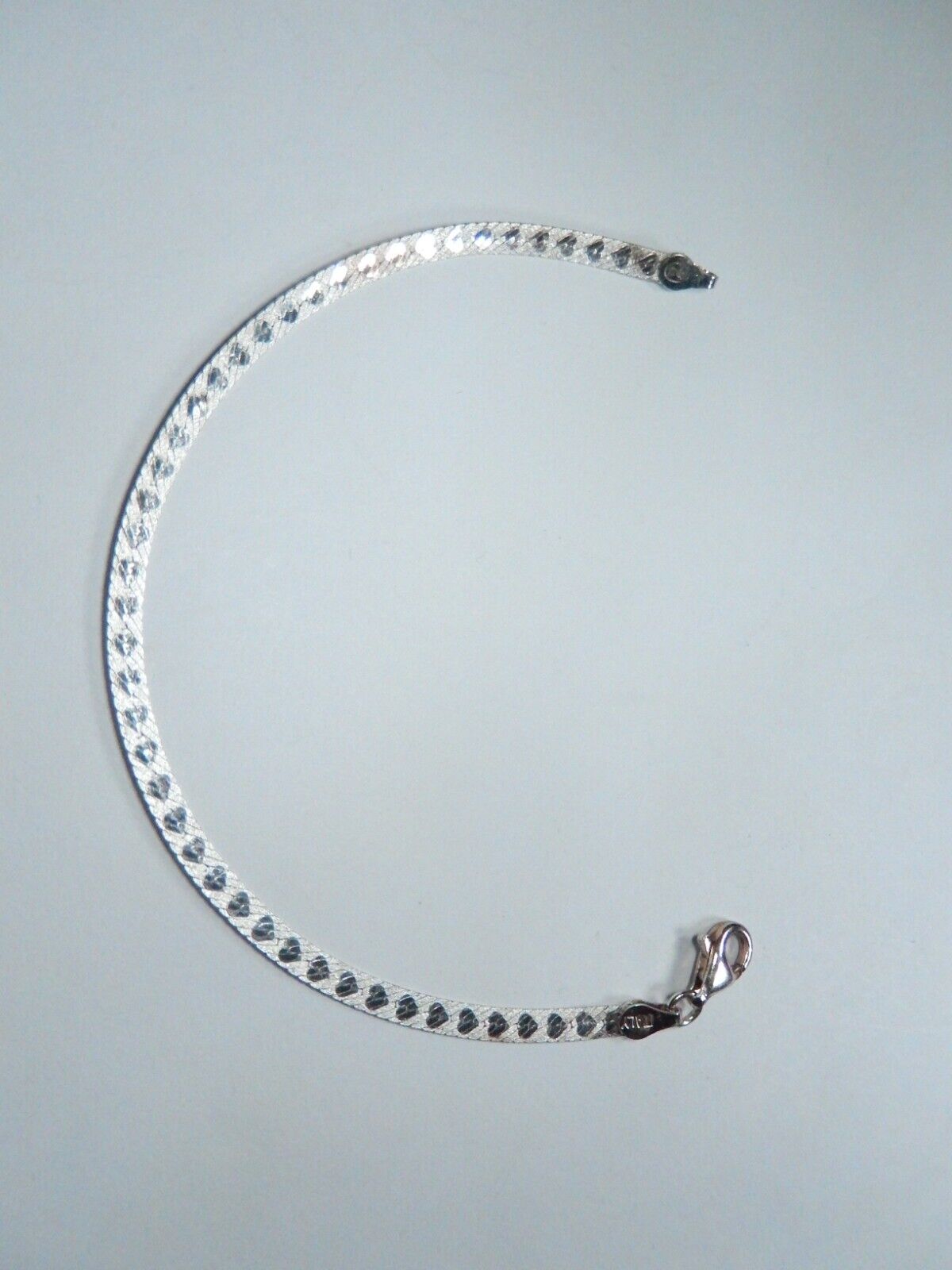 Sterling Silver Heart Herringbone Reversible Bracelet 925 - 7" Length - 2.9 gram