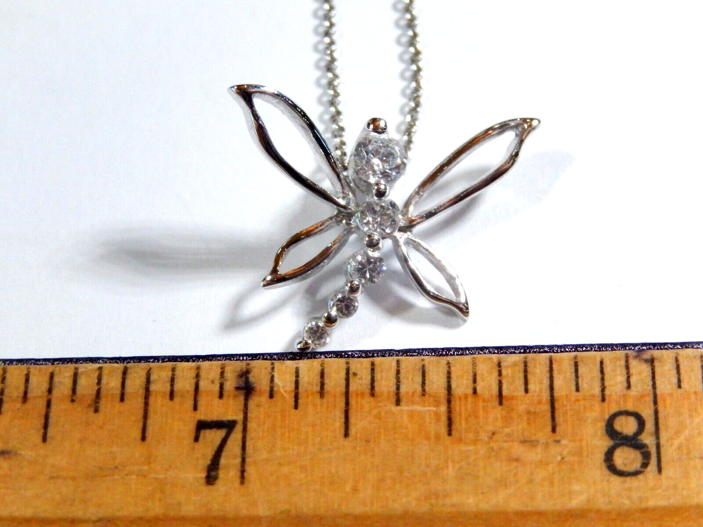 NEW Sterling Silver Dragonfly CZ Pendant w 18 Sterling Chain