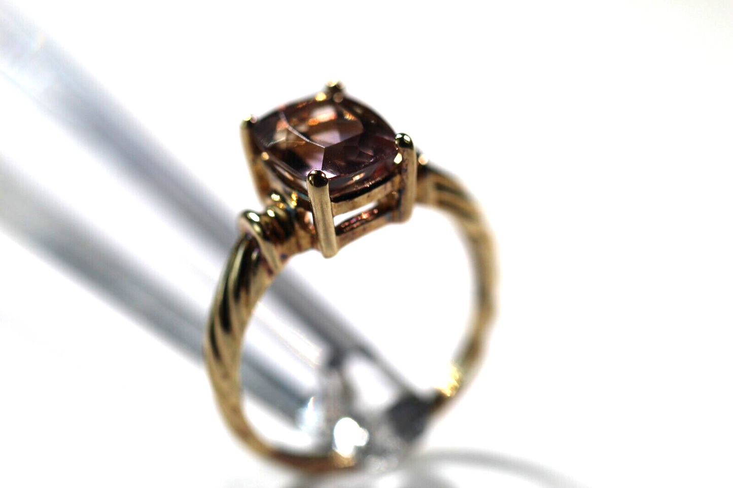 *VINTAGE* Gold Vermeil Sterling 3.0 CT Emerald Cut Ametrine Ring Sz 9.75
