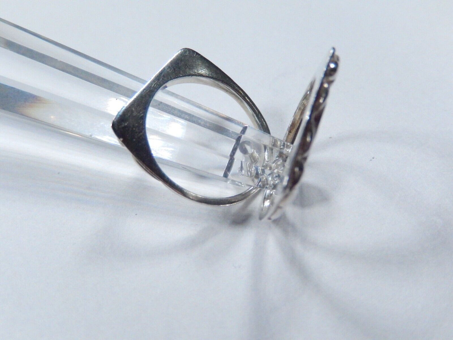 *VINTAGE*  Two Sterling Silver Heart Design Ring Bands / Ring Guards - Size 7
