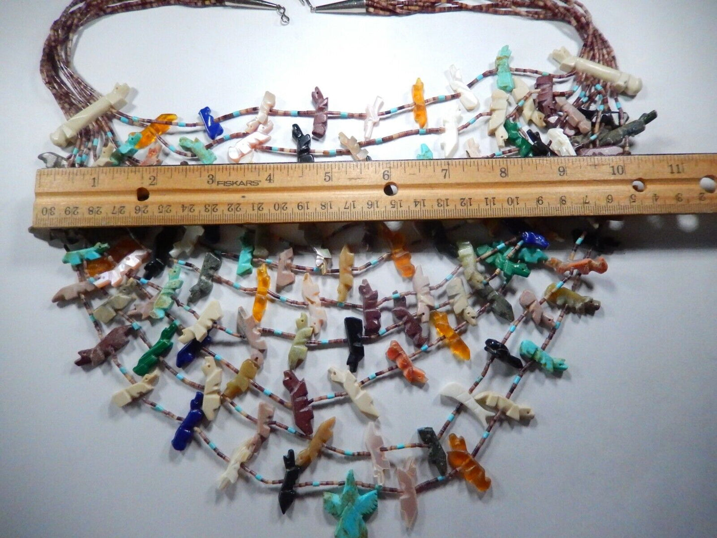Vintage Native American Indian Zuni Fetish 10 Strand Necklace with COA