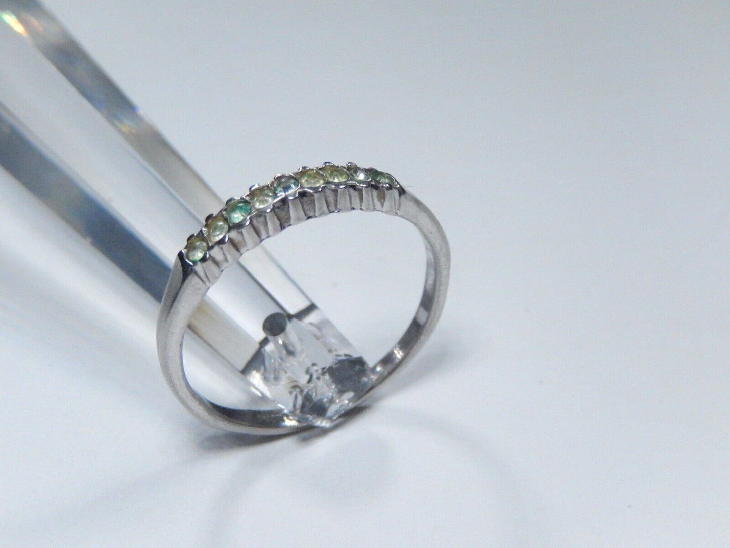 *VINTAGE*  Old  Sterling Silver  with Stamp Cz 3.5 mm Wide Wedding Band Sz 9