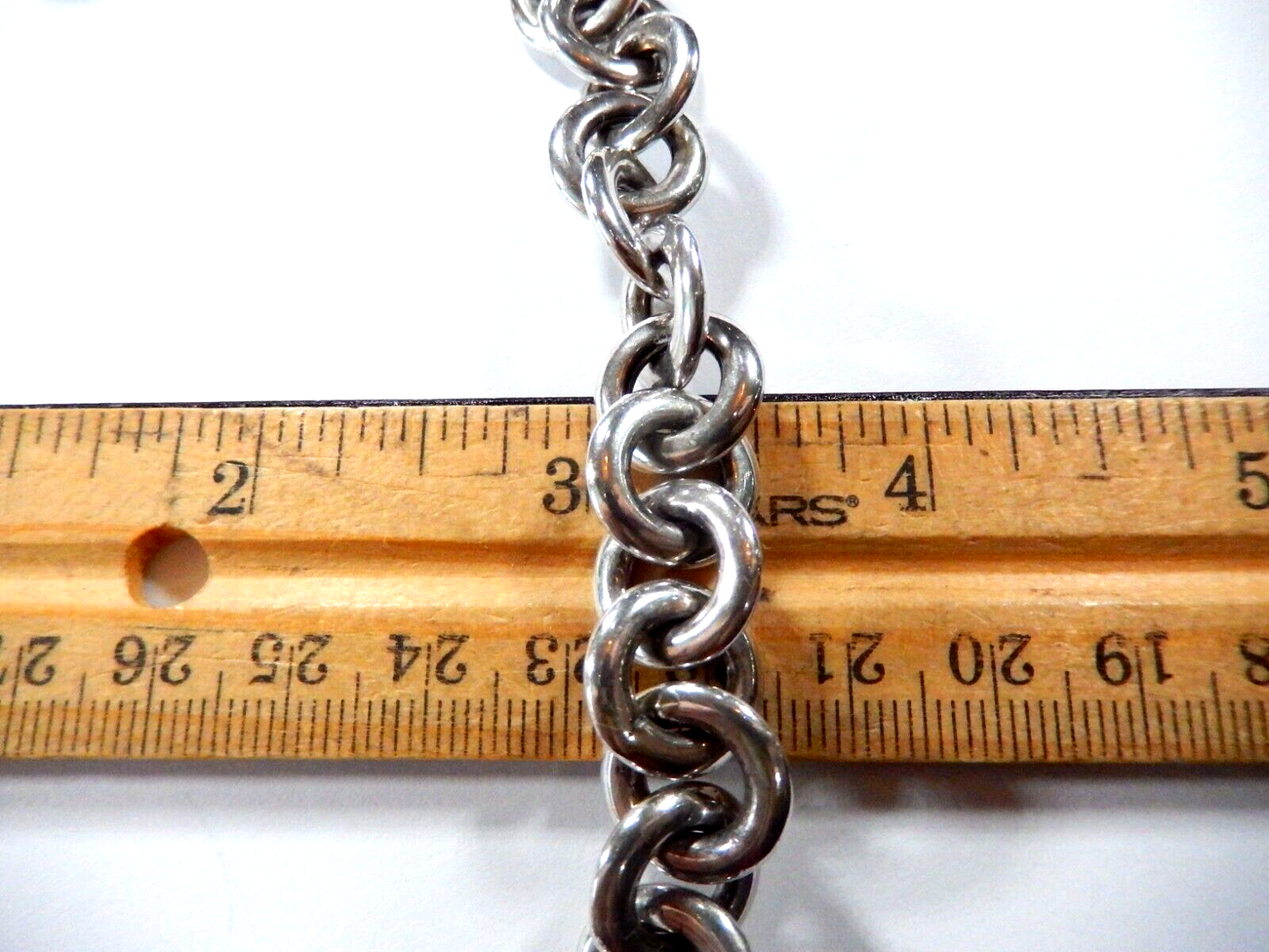 VINTAGE ITALY  Sterling Silver Large Hollow Link Necklace 16 length x 716W