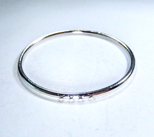 Vintage Native American Sterling Silver Stamped Slip-On Bangle Bracelet