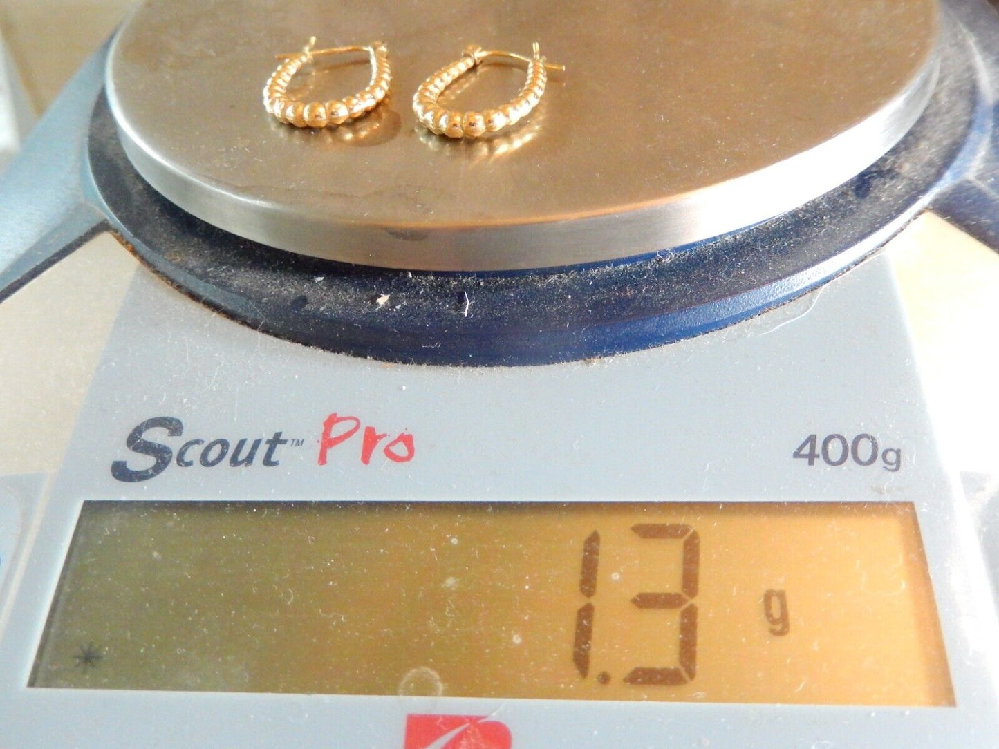 VINTAGE - 10K Yellow Gold Scalloped Hoop Earrings 3/4" x 5/8" - 1.3 grams