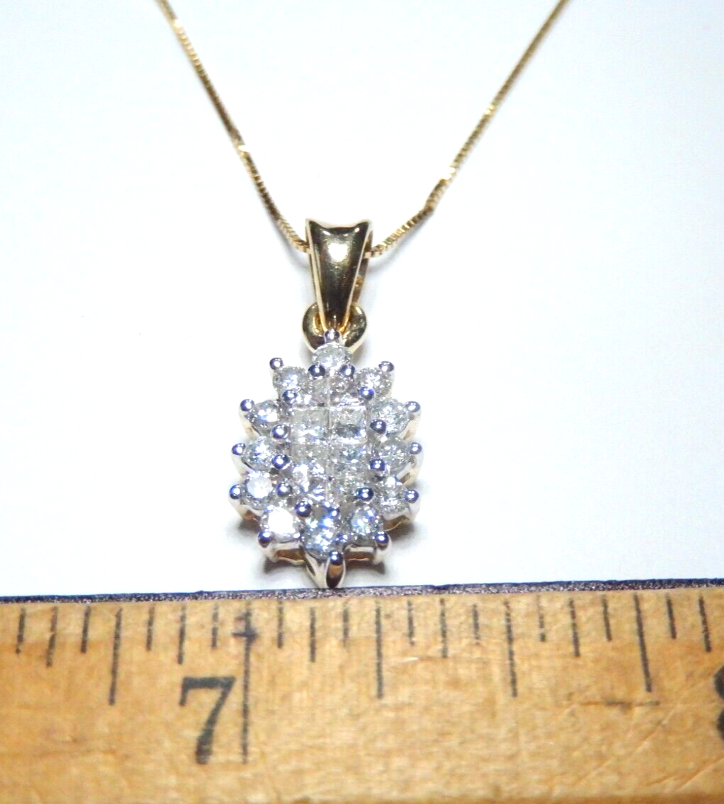 3/4ctw Natural Diamond 14k Yellow Gold Pendant With 18" 14K Chain